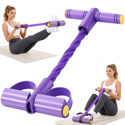 Upgraded Pedal Resistance Band with Handle Soft Durable Fashion Puller Exercise with Thickened 6 Tension Ropes Tube Pedal Resistance Device for Abdomen Waist Arm Leg Core/ABS (Purple)