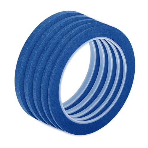 Image of Painters Tape Medium Tack Easy Removal Masking Master Tape Blue 5 Pcs 2cm /2.5cm /3cm /4cm /6cm x 48m