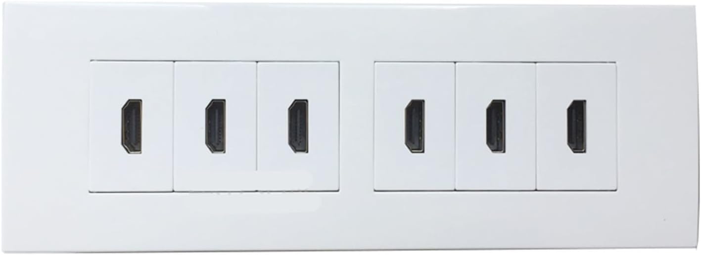 6-Port HDMI 2.0 Wall Plate Six-Socket HDMI Patch Panel Connector Female to Female Plug(Rectangle)
