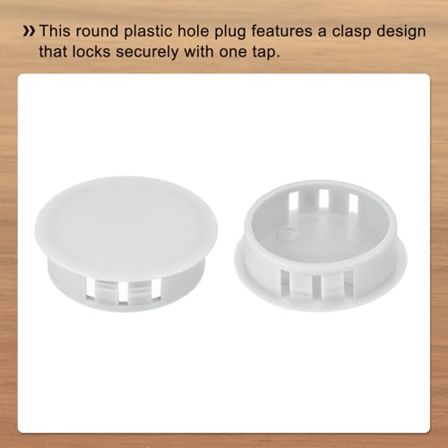 Image of MECCANIXITY 64PCS 38mm(1 1 /2 inch) Light Gray Plastic Hole Plugs, Flush Type Panel Hole Plugs Insert End Caps for Locking Hole Tubes Furniture Cabinet