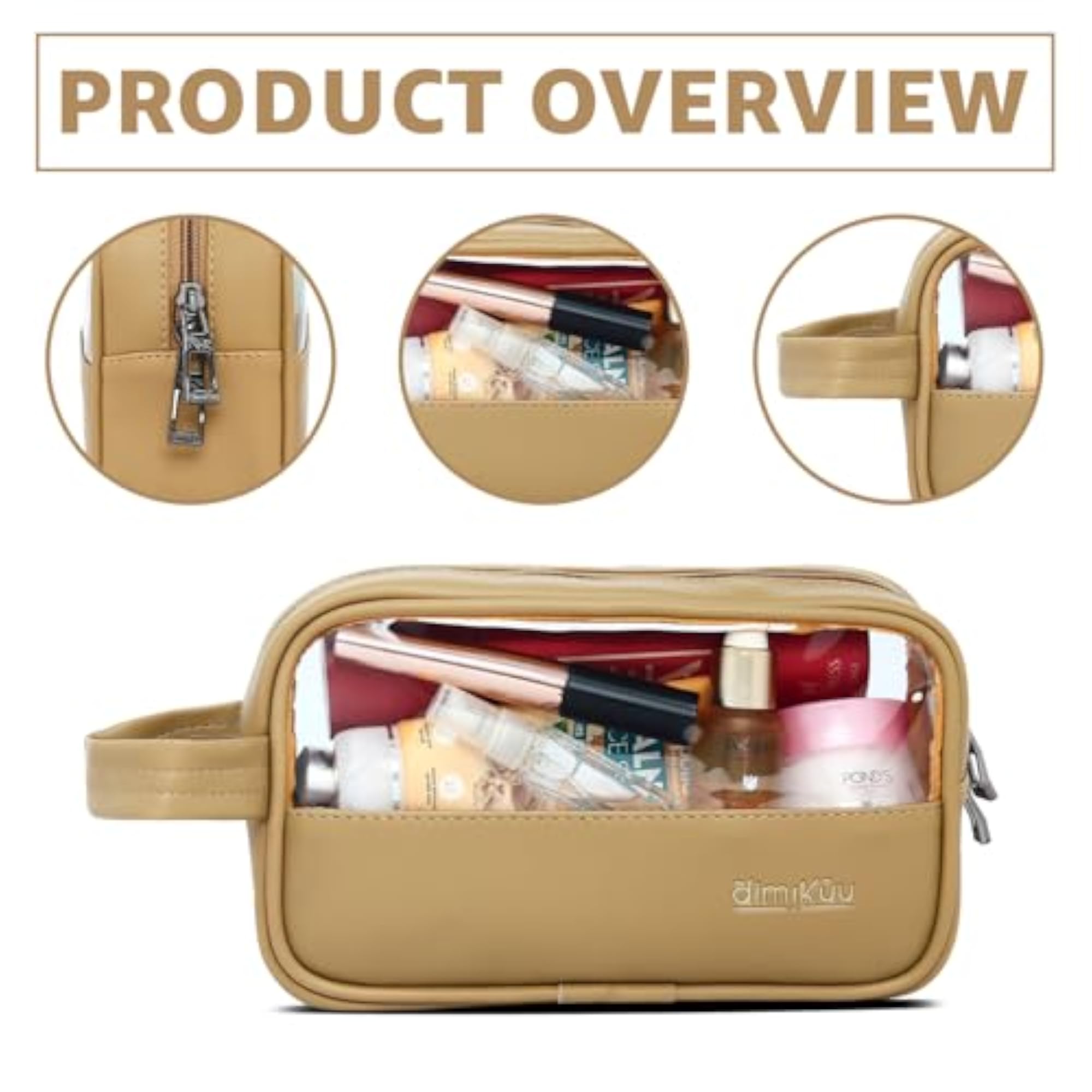 Yellow Makeup Organizer Bag for Women, Travel Case