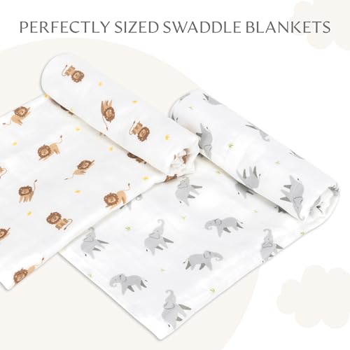 Image of Muslin Baby Swaddle - Breathable Receiving Blankets for Newborn Baby, 70% Viscose derived from Bamboo, 30% Spandex, Imported