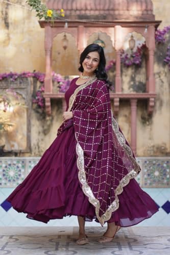 Image of Event Party Wear Stitched Indian Long Anarkali Gown Dress Stylish Salwar Kameez Suits.-65