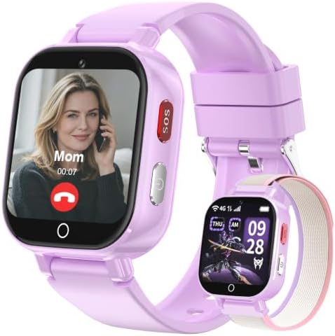 4G Kinder Smartwatch GPS Videoanruf Telefon IP68 wasserdicht SOS | Voice Chat, Video Chat, GPS, SOS, Wecker, Schrittzähler für 4-12 Jahren