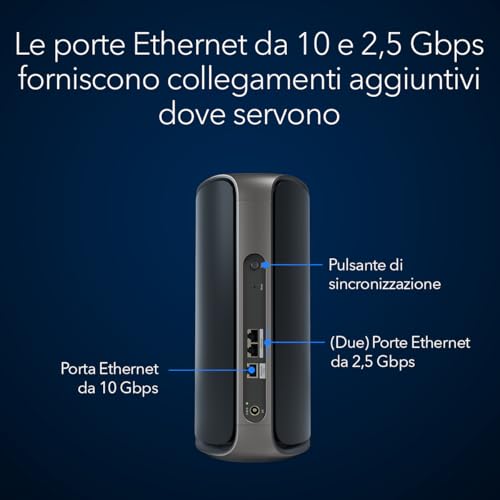 Satellite aggiuntivo Orbi serie 970 (RBE970B) Mesh WiFi 7 Quad-Band Black Edition - Funziona con sistema Mesh o router serie 970 esistente - Copertura fino a 220 m² - BE27000 802.11be - Powerline - Immagine 3