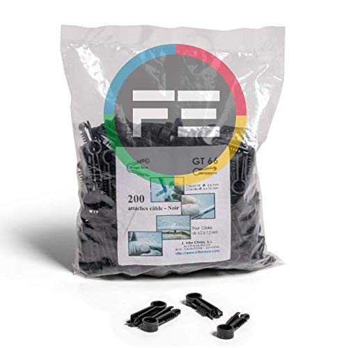 Sachet 200 Fiala - Embase Cheville Pontet Diamètre 6 pour Fibre Optique et câble éléctrique (NOIR)