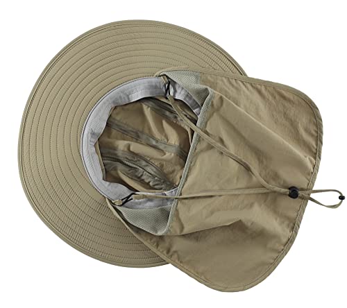 Image of Home Prefer Mens UPF 50+ Sun Protection Cap Wide Brim Fishing Hat with Neck Flap
