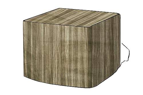 Image of The Furnishing Tree Window AC Cover for 1 Ton Capacity PVC Waterproof and Dustproof Wooden Pattern Beige