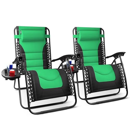 KEPLIN Set of 2 XXL Premium Heavy Duty Textoline Zero Gravity Chairs - Luxurious Garden Recliners,...