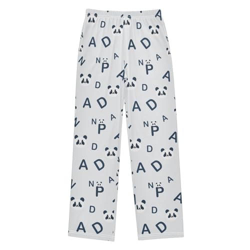 ZZXXB Panda Alphabet Boys Long Pants Soft Trousers Elastic Waist Kids Lounge Bottoms with Pockets S-XL