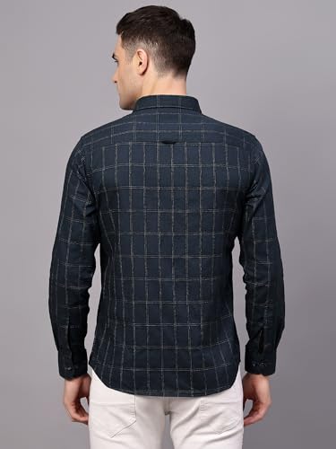 Image of Cantabil Checkered Shirt Collar Full Sleeve Regular Fit Casual Shirt for Men with Pocket | Viscose Casual Shirt for Men | Casual Wear Shirts for Men (P MSHC00832)