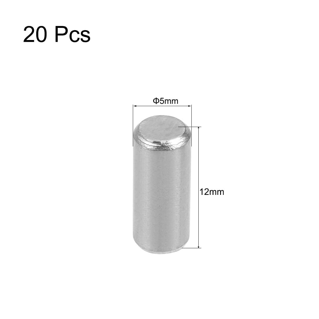 TOP-VIGOR 20Pcs 5mm x 12mm Dowel Pins Shelf Support Pegs, 304 Stainless Steel Cylindrical Shelf Support Pin Fasten Elements Silver Tone - Image 2
