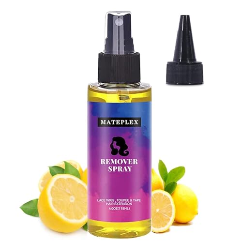 Mateplex Tape in Extension Remover | Melting Spray Wig Fast Acting | Adhesive and Solvent for Hair Replacement No Residue| Removes Hair Glue Wig Tape&Double Sided Extension Tape (Yellow 118ml)