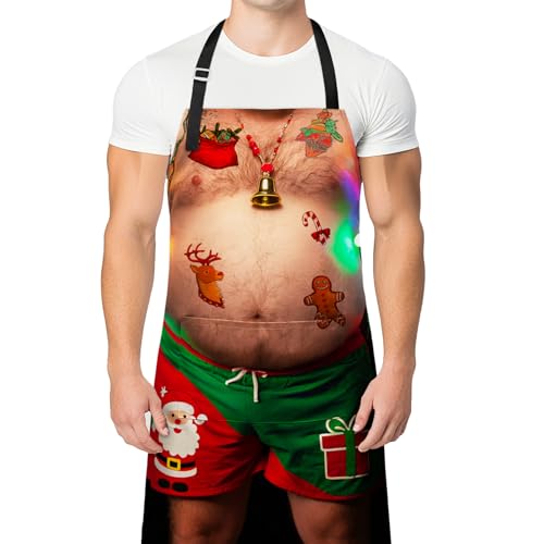 Funny Men Cooking Grilling Aprons Christmas BBQ Funny Gag Gift,Gifts For Adults Men Dad Exchange Novelty Xmas Baking Kitchen Apron