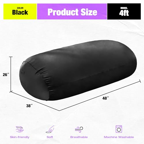 Image of Hobestluk 4FT Bean Bag Chair Large Beanbag with Removable Cover Adult Bean Bag Chair with Portable Handle Desgin for Living Room Bedroom (Black, 4FT)