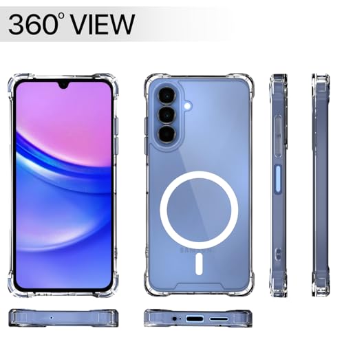 Image of Amazon Basics Back Cover for Samsung Galaxy A15 5G Mag-Safe Shockproof PC + TPU Protective Case Magnetic Support Bumper Case (Transparent Mag-Safe)
