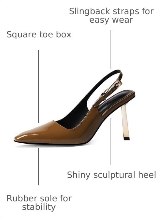 Image of iiimmu Slingback Heels for Women 3.5 in / 4 in Kitten Heel Closed Toe Pumps Dress Shoes