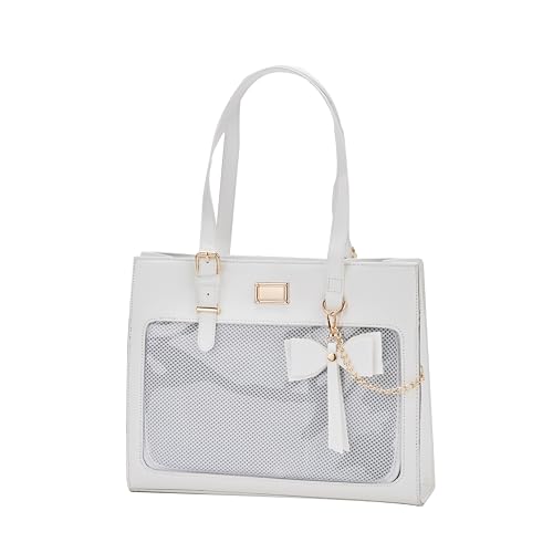 [bealight] 痛バッグ トート A4 おしゃれ 痛バ ショルダーバッグ 透明 トートバッグ 推し活バッグ ファスナー 大きめ レザー ブラック 推し活 ヲタ活 ギフト 誕生日