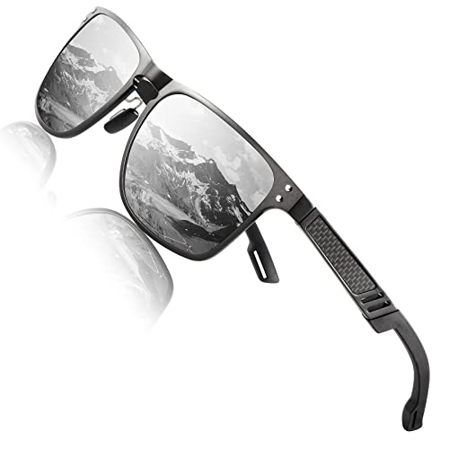 Image of Polarized Sunglasses for Men Rectangular Classic Al-Mg Metal Frame Sun Glasses Mens Sunglasses with UV Protection