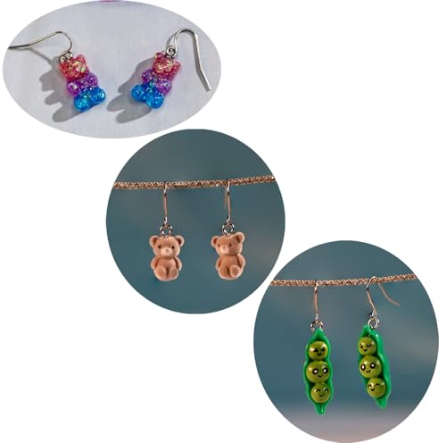 Creative Food-Themed Drop Dangle Earrings Set – Handmade Bubble Tea, Teddy Bears, Desserts, and Candy Designs with Eco-Friendly & Hypoallergenic Materials for Daily Wear or Gift.4