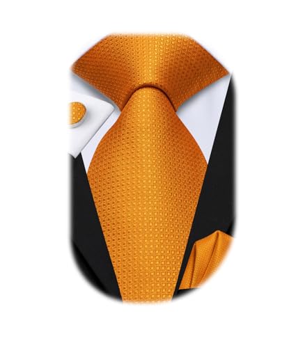 Image of Hi-Tie Men 63inches Tie Set Extra Long Necktie Paisley Tie Pocket Suqare Cufflinks Big and Tall Men Tie