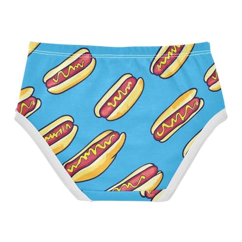 Wusikd Hot Dogs Girls' Underwear Cotton Blue Girls Briefs Soft Toddler Underwear 2T2