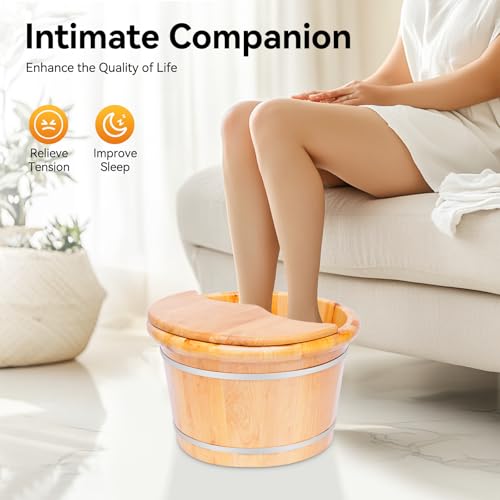 Cubeta de Madera para Baño de Pies con Tapa y Masajeador miniatura 4