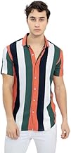 Fashion205 MK Fashion Men's Lycra Lining Digital Printed Stitched Half Sleeve Shirt Casual Shirts (X-Large, New PURPUL)