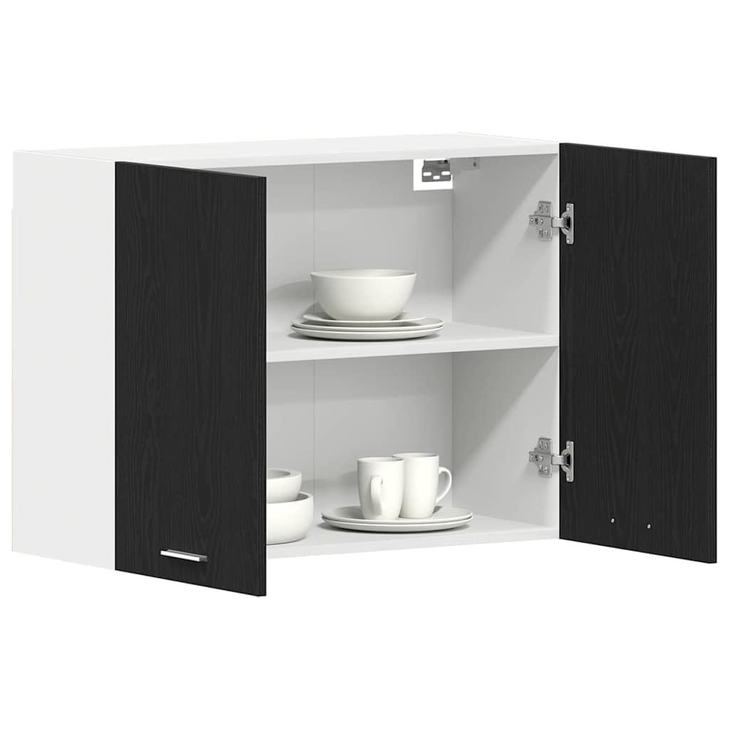 vidaXL Hanging Cabinet Lyon Black Oak 80 x 31 x 60 cm Engineered Wood, Modern Kitchen Cabinet, Rectangular Design, Ample Storage, Durable Materials, Contemporary Style, Home Organization Solutions