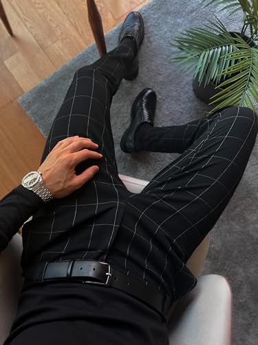 Mens Slim Fit Pants - Stretch Cotton Chinos Pants - Casual Golf Business Skinny Dress Pants for Men4