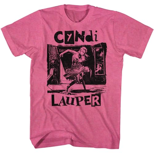 Cyndi Lauper Retro Pink Heather Adult Short Sleeve T Shirt Vintage Style 80s Pop Music Graphic Tees