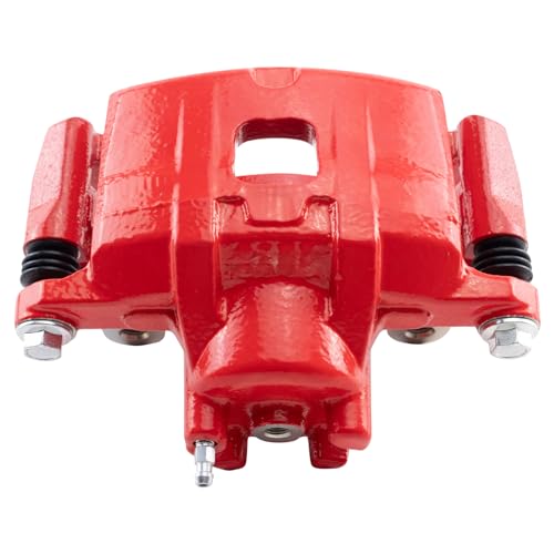 Image of TRQ Front Left Brake Caliper w /Bracket Performance Red Drivers Side | For 2011-2014 Chrysler 200 2007-2010 Sebring 2008-2014 Dodge Avenger 2007-2012 Caliber 2007-2017 Jeep Compass Patriot