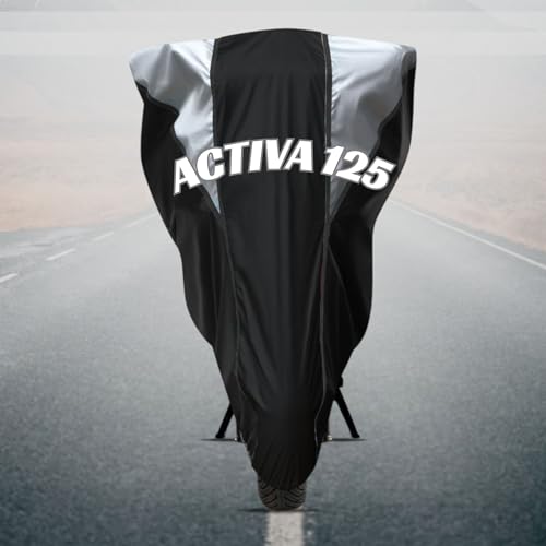 Image of Motorcycle Scooty Body Cover for Outdoor Use - Heavy Fabric Water Resistant Two Wheeler Cover with UV, Dust & Rain Protection Compatible for Activa 125