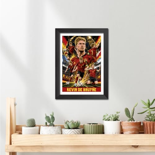 Image of TenorArts Kevin De Bruyne Belgium Poster Worldcup Themed Laminated Photo Frame Painting with Matt Finish Black Texture (12 inches x 9inches)