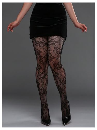 Milumia Women's Vintage Sexy Floral Lace Tights Sheer Mesh Lace Fishnet Stockings Pantyhose4
