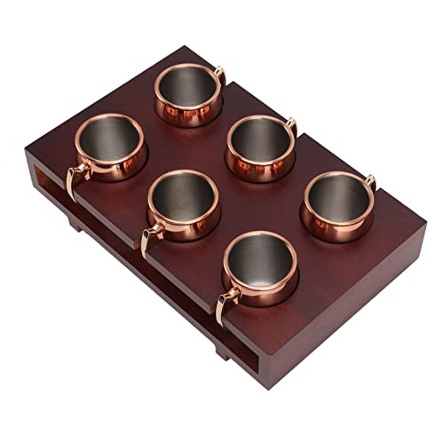 Juego de Mugs Mule, Acero Inoxidable y Madera Sólida, Aislante Térmico 24oz con Estante de Madera, para Bar Hotel Restaurante miniatura 2