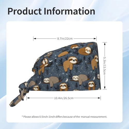 Image of Adjustable Scrub Cap with Sweatband, Breathable Working Hat for Men /Women