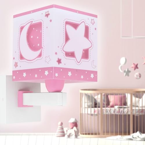 Lámpara aplique pared infantil Dalber Moonlight Rosa 63239SN E27 con interruptor