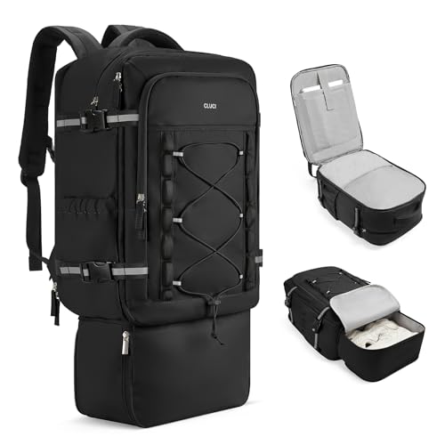 Image of CLUCI Travel Backpack 30L, Waterproof Laptop Backpack Fits 17.3 Inch Laptop, Carry On Backpack with shoe compartment, Durable Expandable Go Bag, Large Hiking Backpack for Men Women（Black）