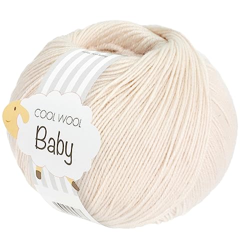 LANA GROSSA Cool Wool Baby | 100% Schurwolle Merino, filzfrei | Handstrickgarn aus 100% Schurwolle (Merino) | 50g Wolle zum Stricken & Häkeln | 220m Garn FB 323