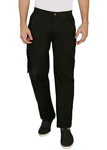 Image of ASHDAN Outdoor Solid Cargos. Regular Fit. Multi-Utility Pockets. Sturdy Polyester-Cotton Blended Cargo Trousers