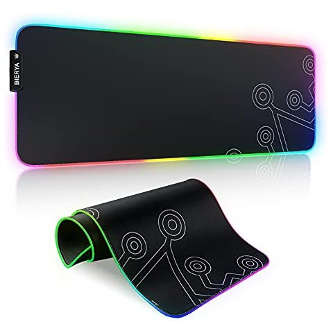 Dierya Large Gaming Mouse Mat with 12 RGB Lighting Modes, Special-Textured Smooth Waterproof Surface RGB Mouse Pad, Mousepad Non-Slip Rubber Base for Computer/Laptop/Desk(800 x 300 x 4 mm,Black) Cover