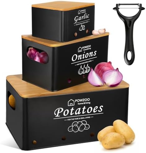 JEDWKFA Lot de 3 Boite Pomme de Terre, Rangement Pomme de Terre JEDWKFA Lot de 3 Boite Pomme de Terre, Rangement Pomme de Terre