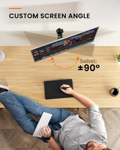 Image of STAR WORK Black Arm Monitor Mount for 13-32 inch Screen, Heavy Duty Alloy Steel Stand, Full Motion 360 Rotate, Tilt & Swivel, Height Adjustable with Cable Clips (Single Adjustable Black Monitor Arm)