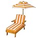 GOPLUS Lettino da Spiaggia per Bambini 3-8 Anni, Sedia da Spiaggia con Ombrellone, Portata 50 kg, con Cuscino Morbido, Struttura Robusta in Legno di Abete, 92x49x106 cm