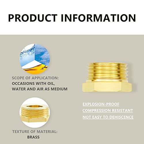 Bwintech-2-Pcs-38-Female-to-12-Male-BSP-Thread-Brass-Hex-Bushing-Reducing-Connector-for-Pipe-Connecting-Conversion
