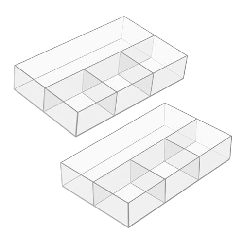 JessLab Organisateur Acrylique pour Tiroir, Boîtes de Rangement Transparentes, Organisateur de Maquillage Durable et Élégant pour Coiffeuse, Rouge à Lèvres, Pinceaux, Bijoux (2 Pack)