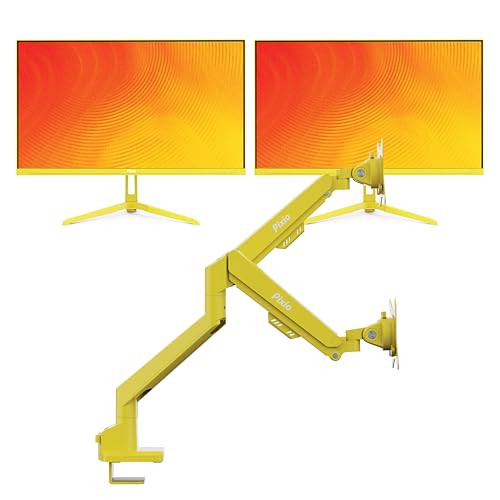 Image of Pixio Two PX249 Wave Yellow 24 inch 240Hz Refresh Rate FHD 1080p Resolution IPS Panel 4ms GTG Response Time Gaming Monitor and PS1D Wave Yellow Dual Monitor Arm