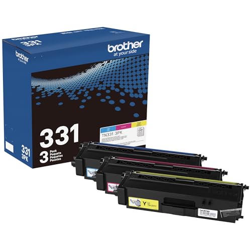 Brother Genuine Standard-Yield Color Toner Cartridge Three Pack TN331 3PK -Includes one Cartridge Each of Cyan, Magenta & Yellow Toner - image 1