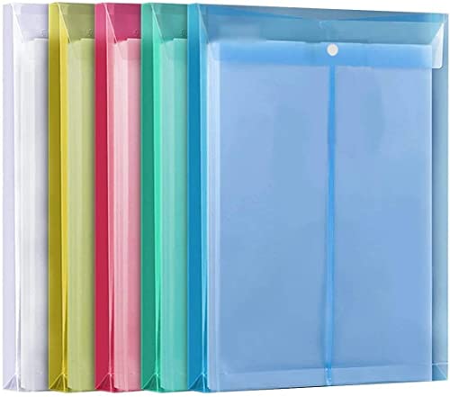 Image of 5 Pack A4 Legal Top Opening Document File Bag,Colored Envelope Holder Storage Case,Snap Button Organizer,My Clear Plastic Container (Pack Of 5 Multi Colors)